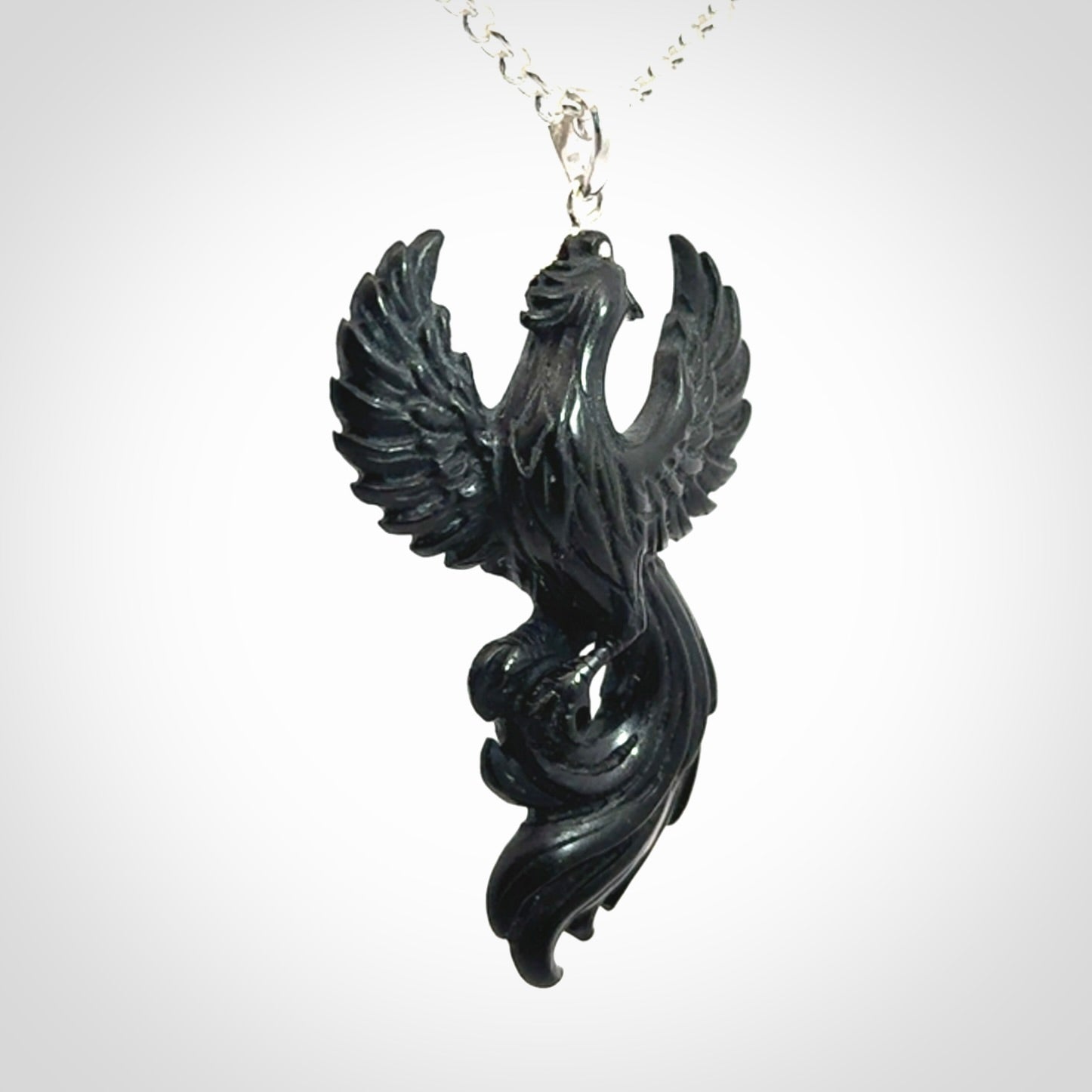 A Wonderful Black Jade Phoenix Pendant