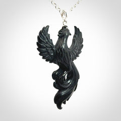 A Wonderful Black Jade Phoenix Pendant