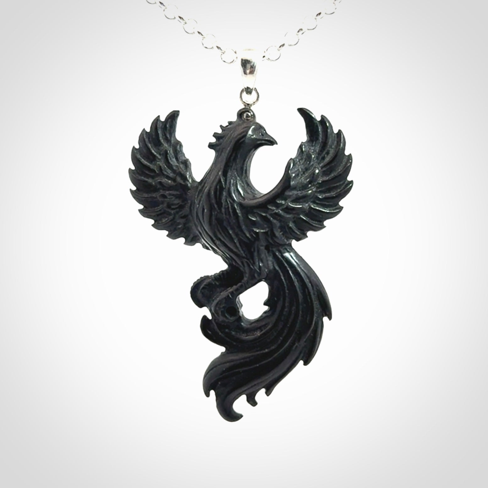 A Wonderful Black Jade Phoenix Pendant
