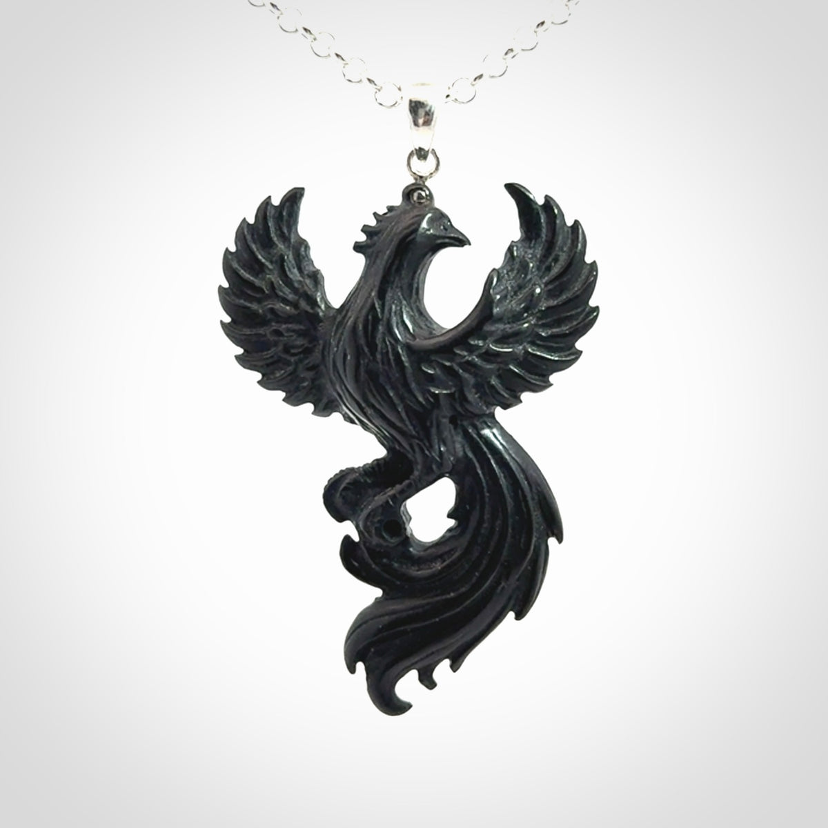 A Wonderful Black Jade Phoenix Pendant