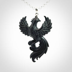 A Wonderful Black Jade Phoenix Pendant