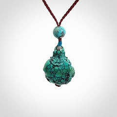 Hand Carved Meditating Buddha Pendant Carved in Turquoise