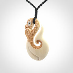 Hand carved bone manaia pendant