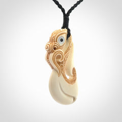 Hand carved bone manaia pendant