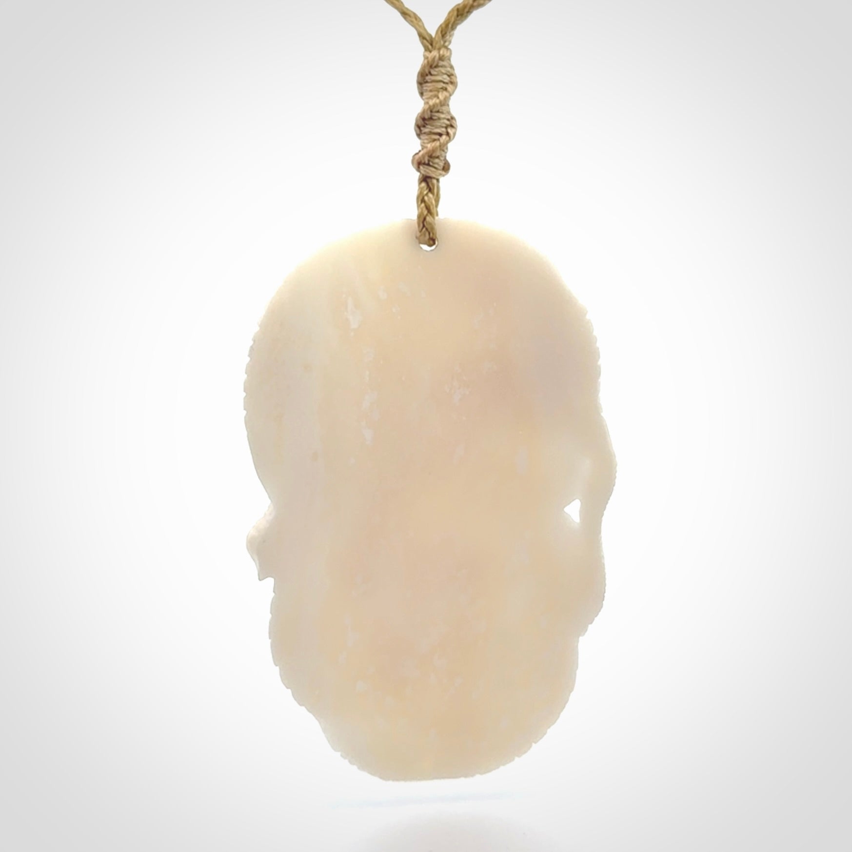 Hand carved bone woman dragon pendant