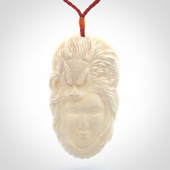 A Wonderful and Creative, Hand Carved Dragon Woman Pendant