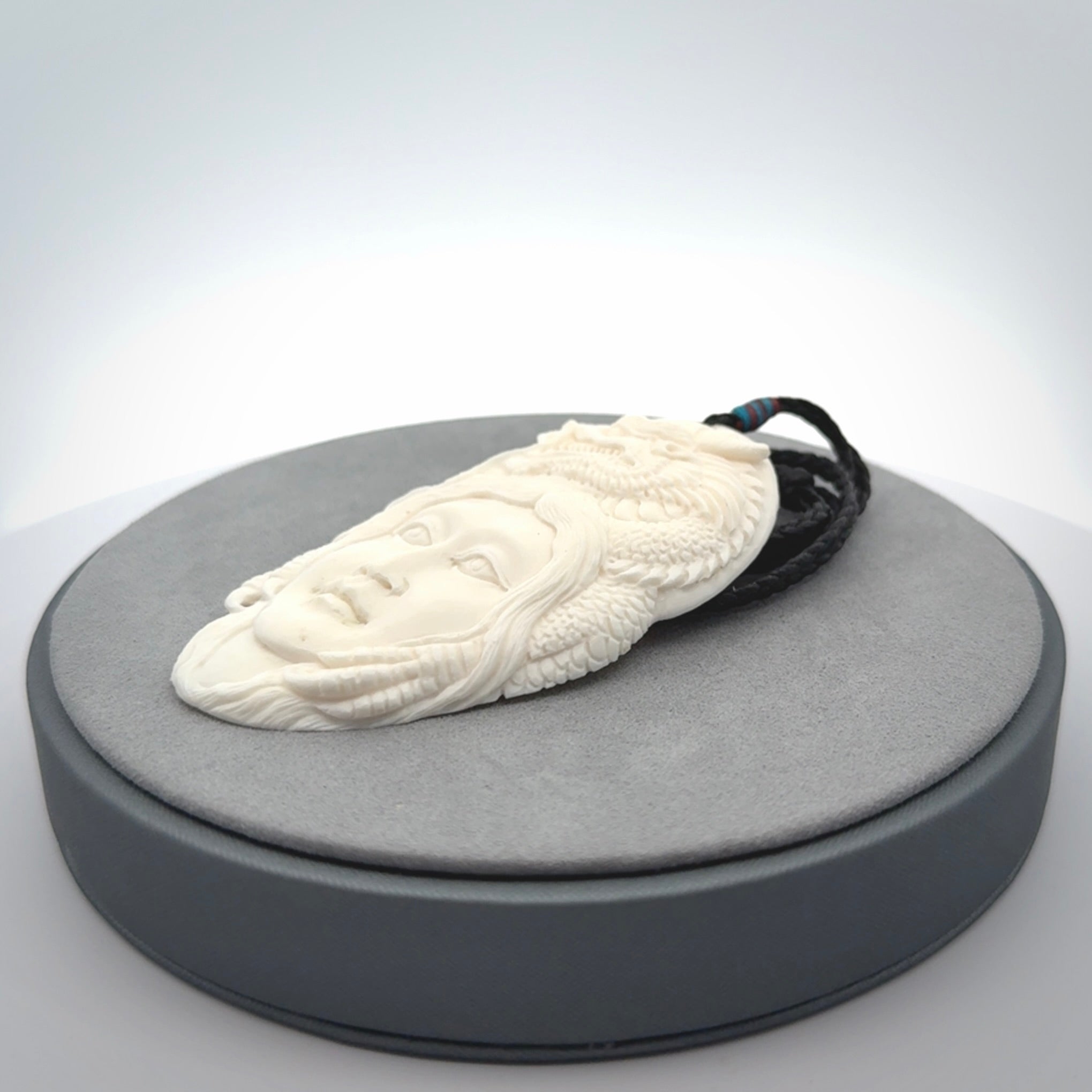 Art to Wear for Dragon Lovers! Dragon Woman Pendant, Hand Carved in Bone