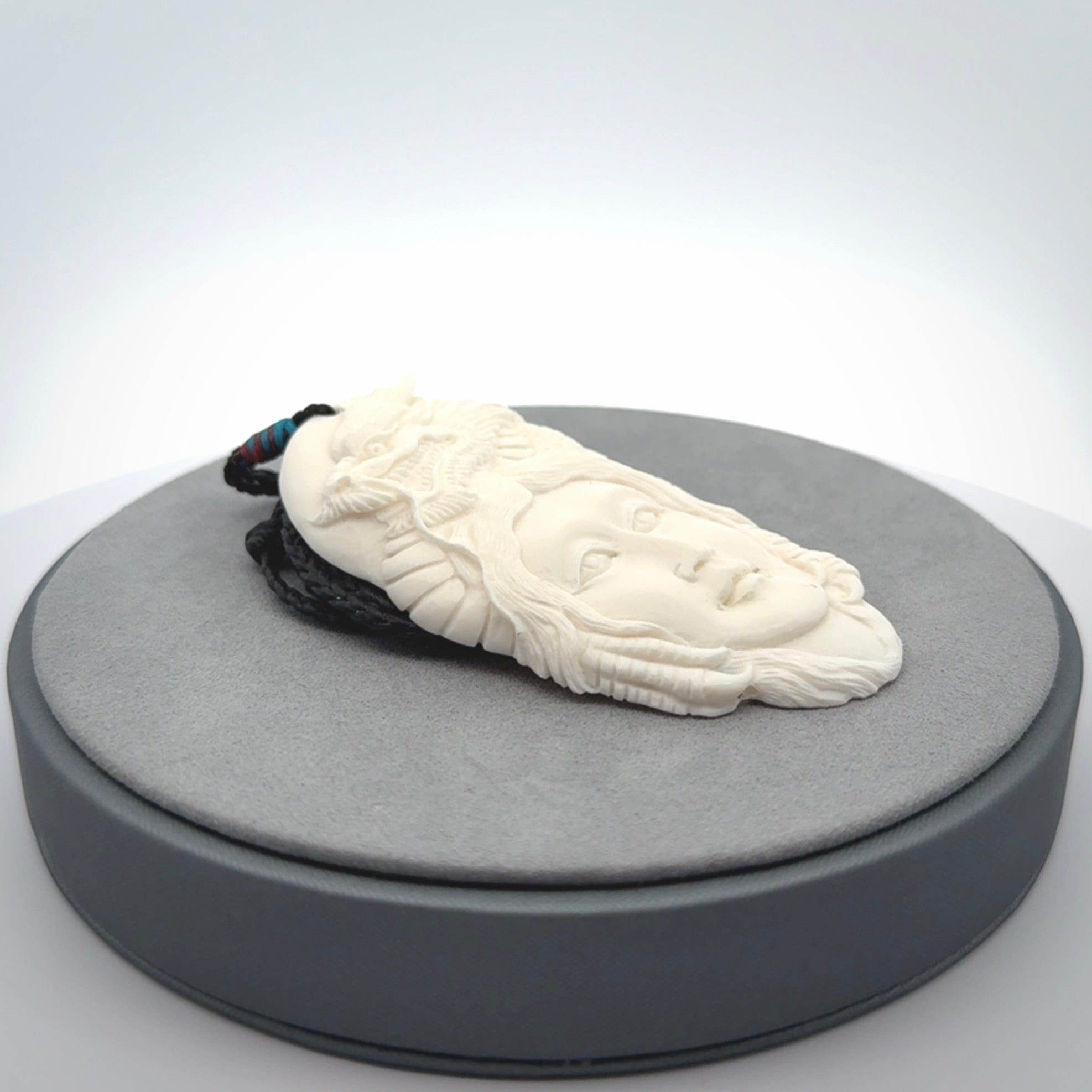 Art to Wear for Dragon Lovers! Dragon Woman Pendant, Hand Carved in Bone