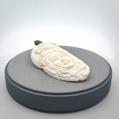 Hand carved bone dragon woman pendant