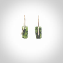 Hand carved small New Zealand jade drop earrings. Made by NZ Pacific from real jade.
