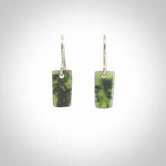 Hand carved small New Zealand jade drop earrings. Made by NZ Pacific from real jade.