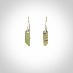 Hand carved small New Zealand jade drop earrings. Made by NZ Pacific from real jade.