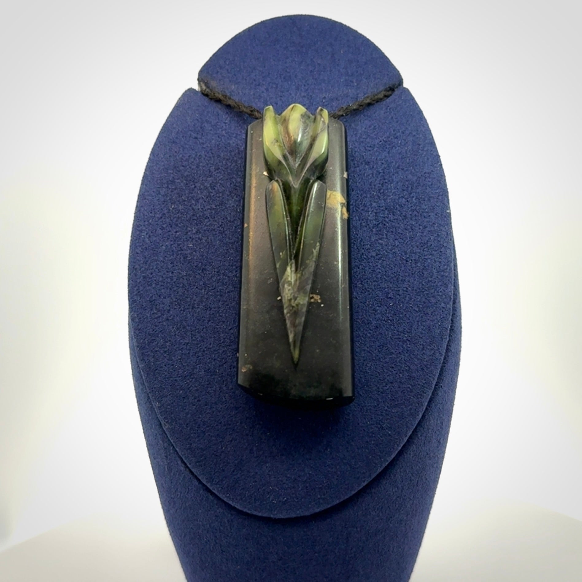 Hand Carved  New Zealand Jade arrowhead drop pendant
