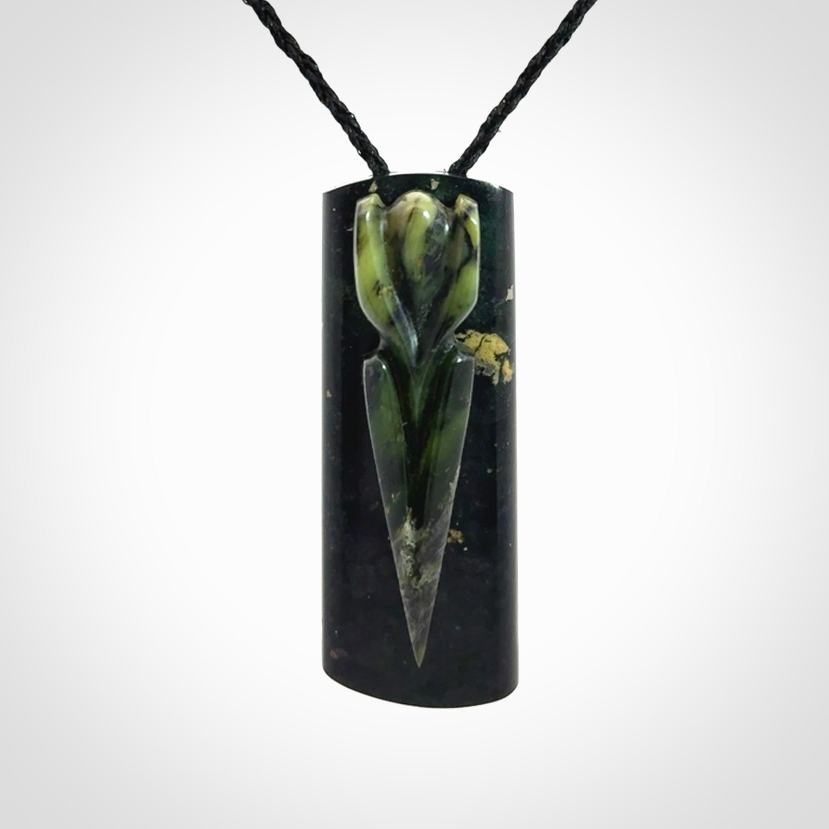 Hand Carved  New Zealand Jade arrowhead drop pendant