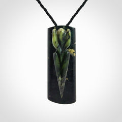 Hand Carved  New Zealand Jade arrowhead drop pendant