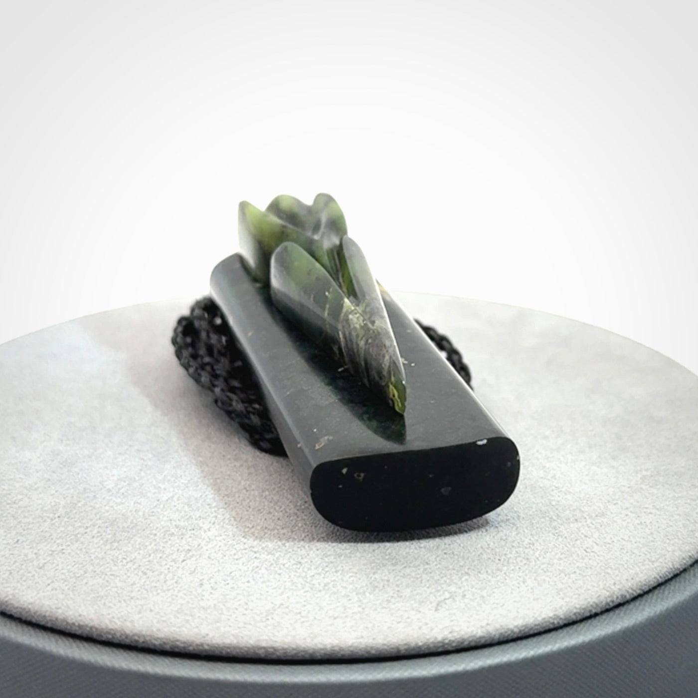 Hand Carved  New Zealand Jade arrowhead drop pendant