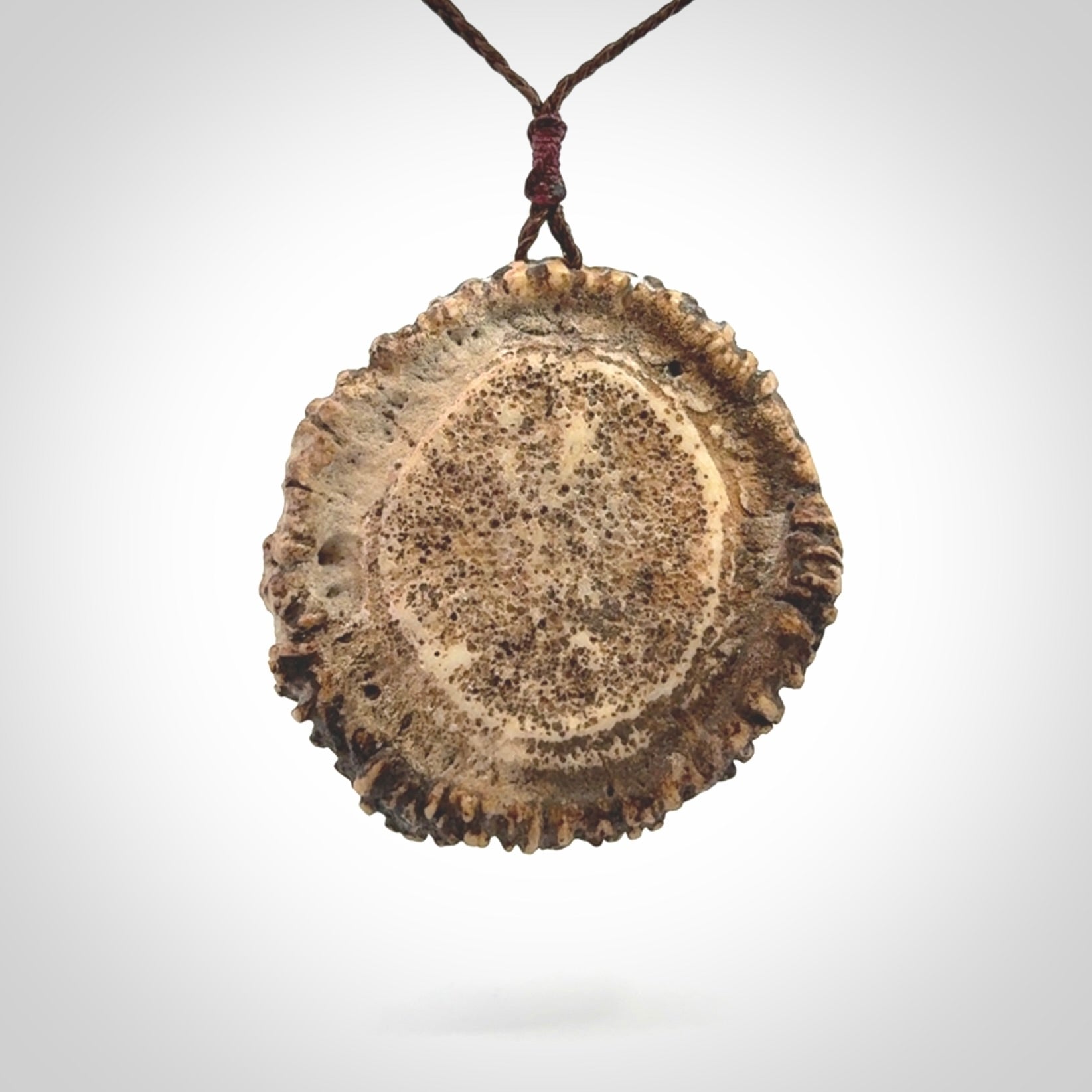 Hand carved deer antler dragon turtle pendant