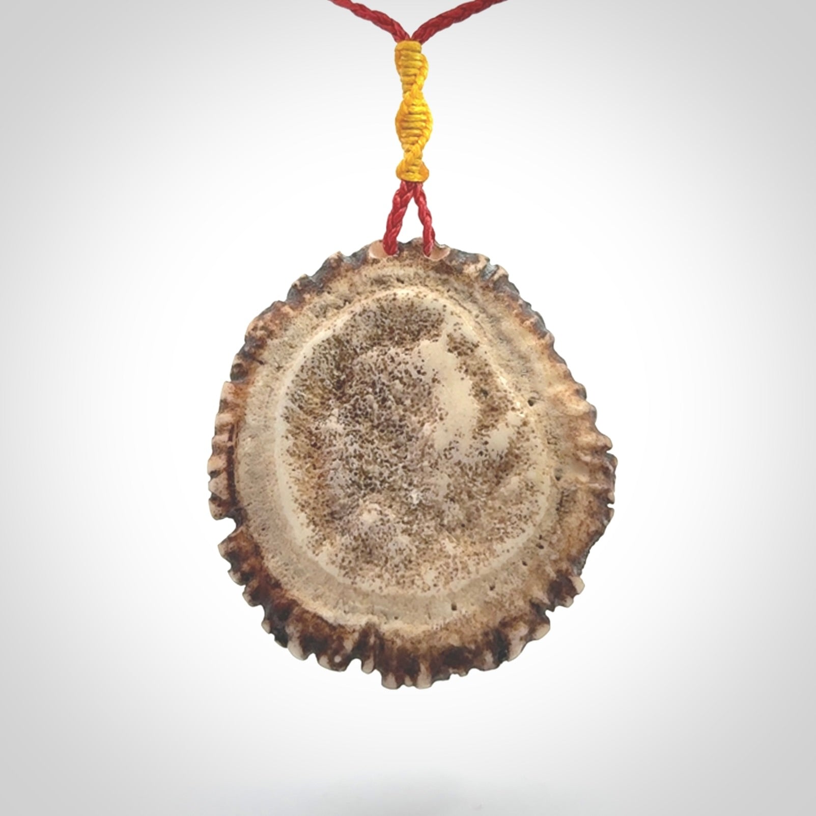 Hand carved deer antler dragon turtle pendant