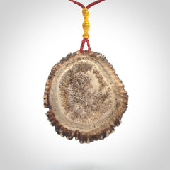 Hand carved deer antler dragon turtle pendant
