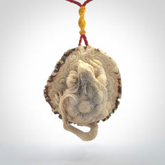 Hand carved deer antler dragon turtle pendant