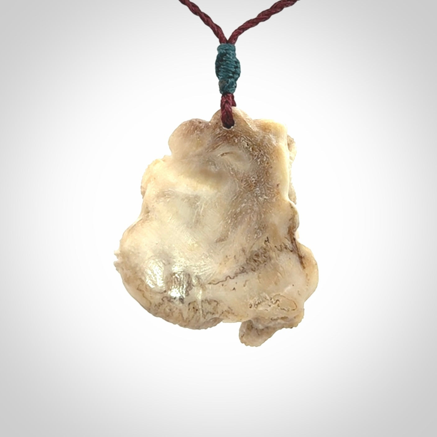 Hand carved deer antler dragon turtle pendant