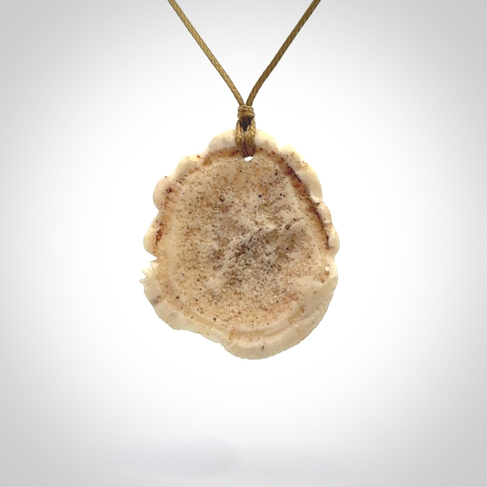 Hand carved deer antler dragon turtle pendant