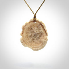 Hand carved deer antler dragon turtle pendant