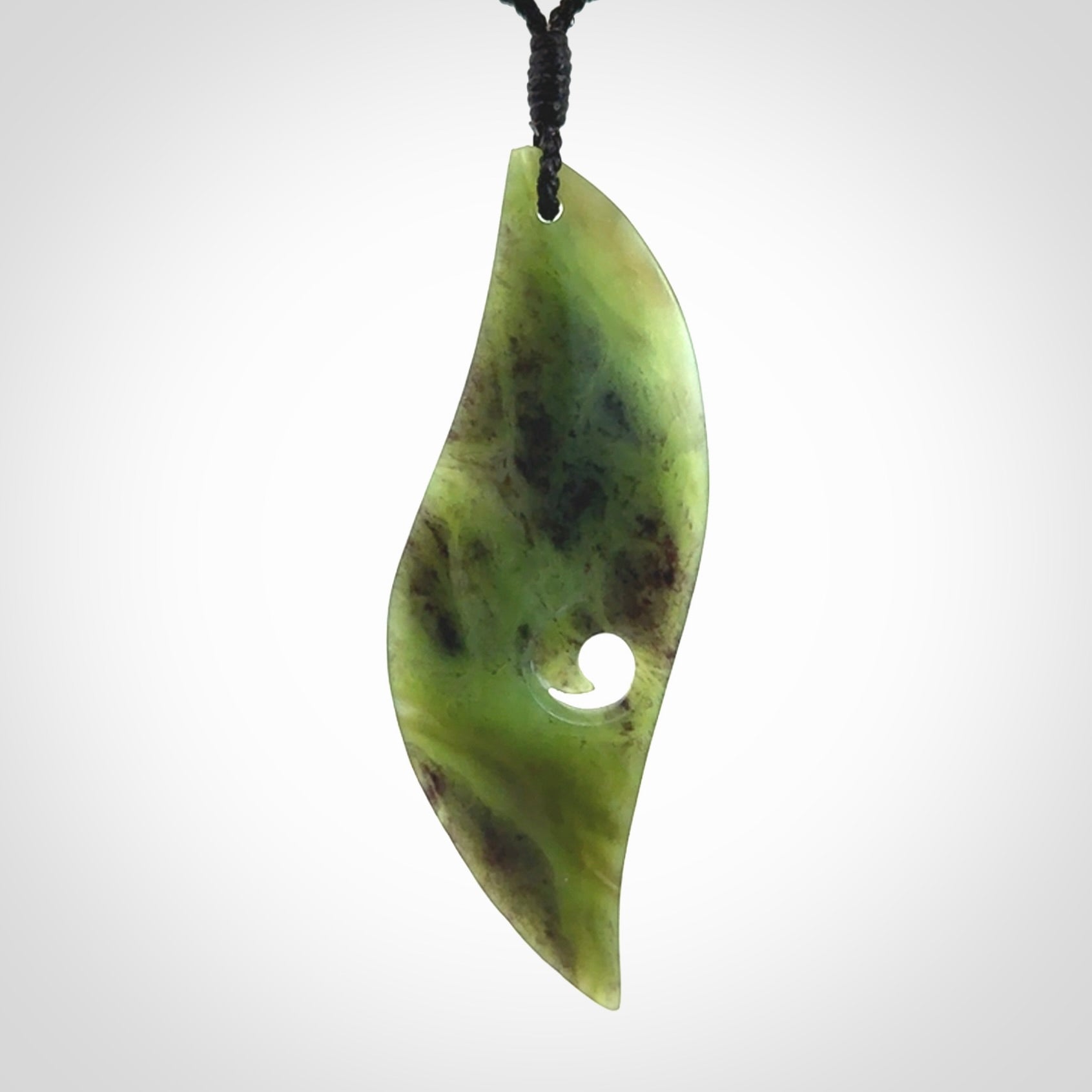 Hand carved New Zealand Jade drop pendant