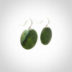 Beautifully Carved, Elegant, New Zealand Jade Earrings