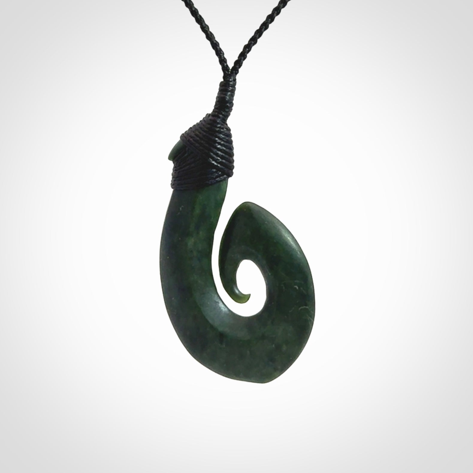 Hand Carved New Zealand Pounamu Hook/Koru Pendant
