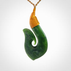 Hand carved New Zealand Jade Hook Pendant