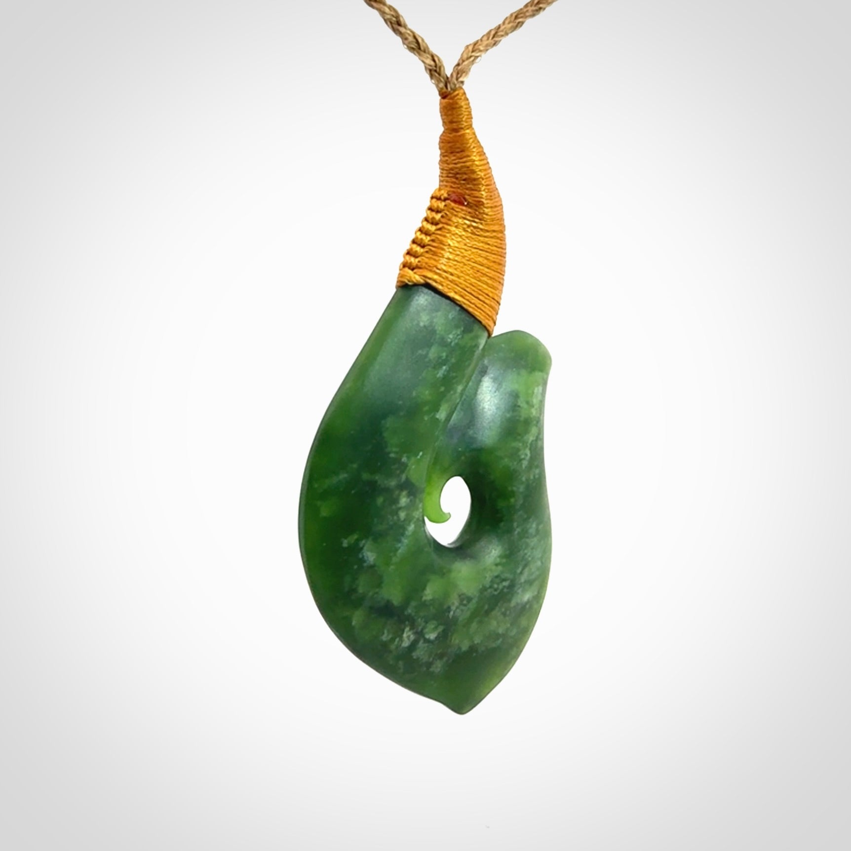 Hand carved New Zealand Jade Hook Pendant