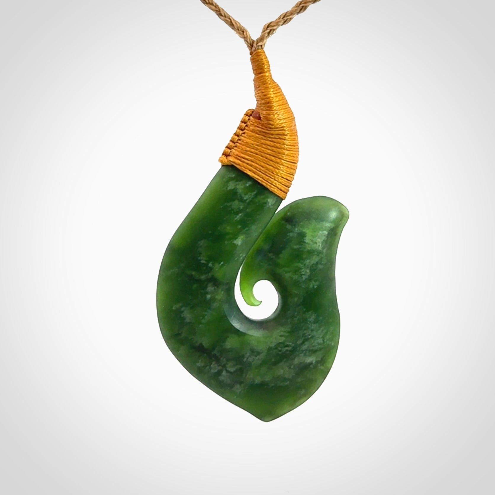 Hand carved New Zealand Jade Hook Pendant