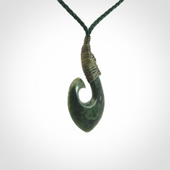Hand carved New Zealand Jade hook pendant