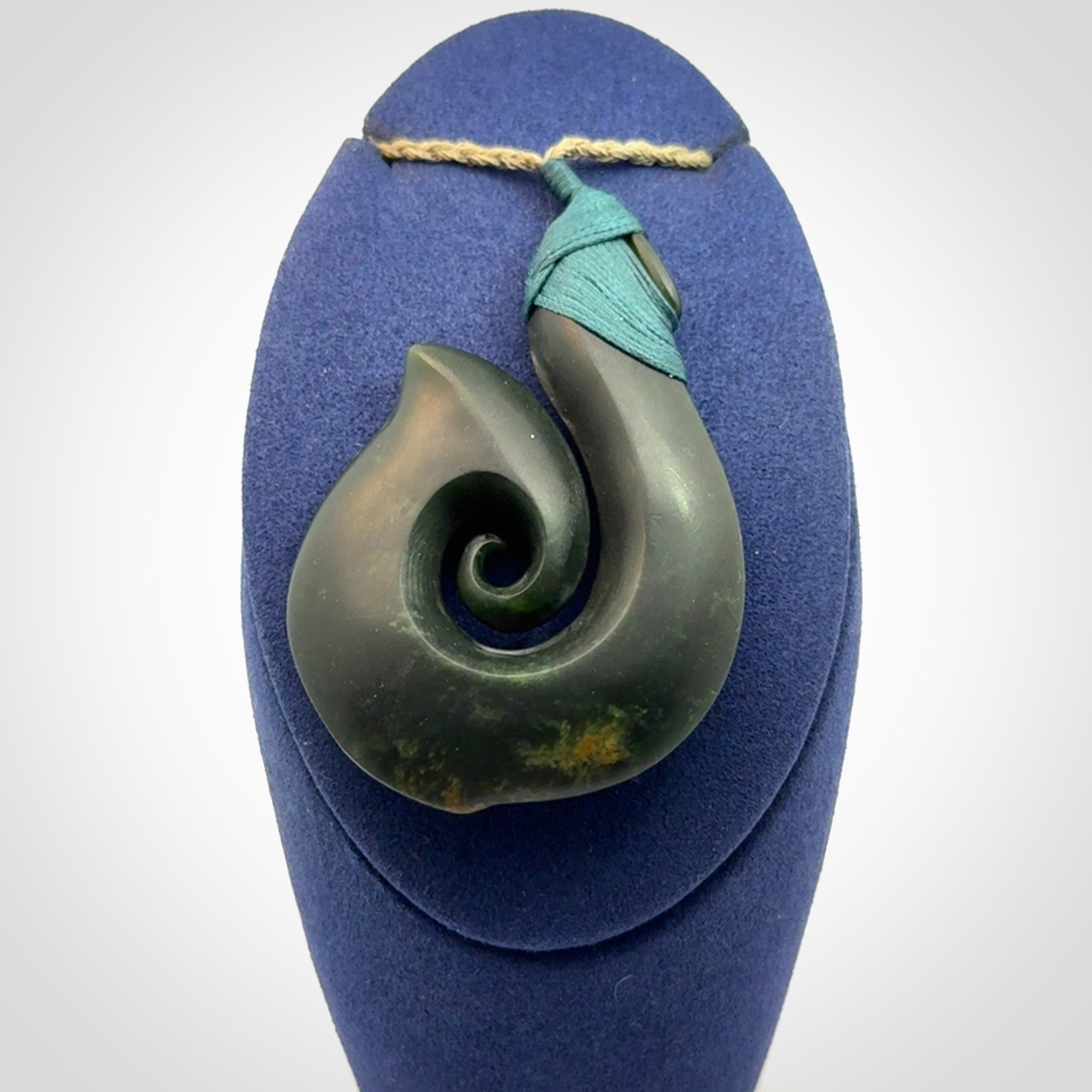 Exquisite Dark New Zealand Jade Koru Pendant
