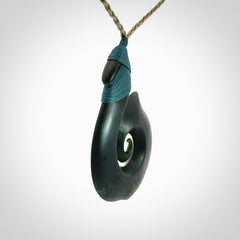 Exquisite Dark New Zealand Jade Koru Pendant