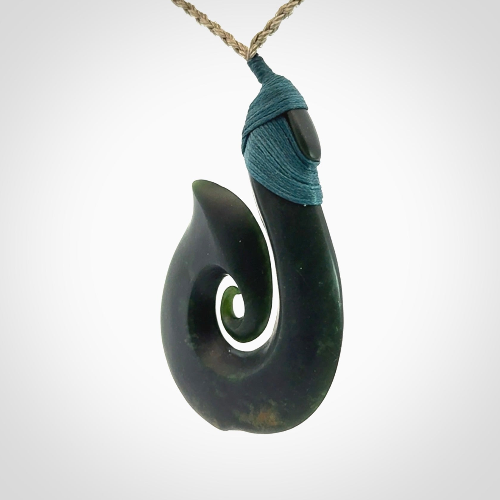 Exquisite Dark New Zealand Jade Koru Pendant