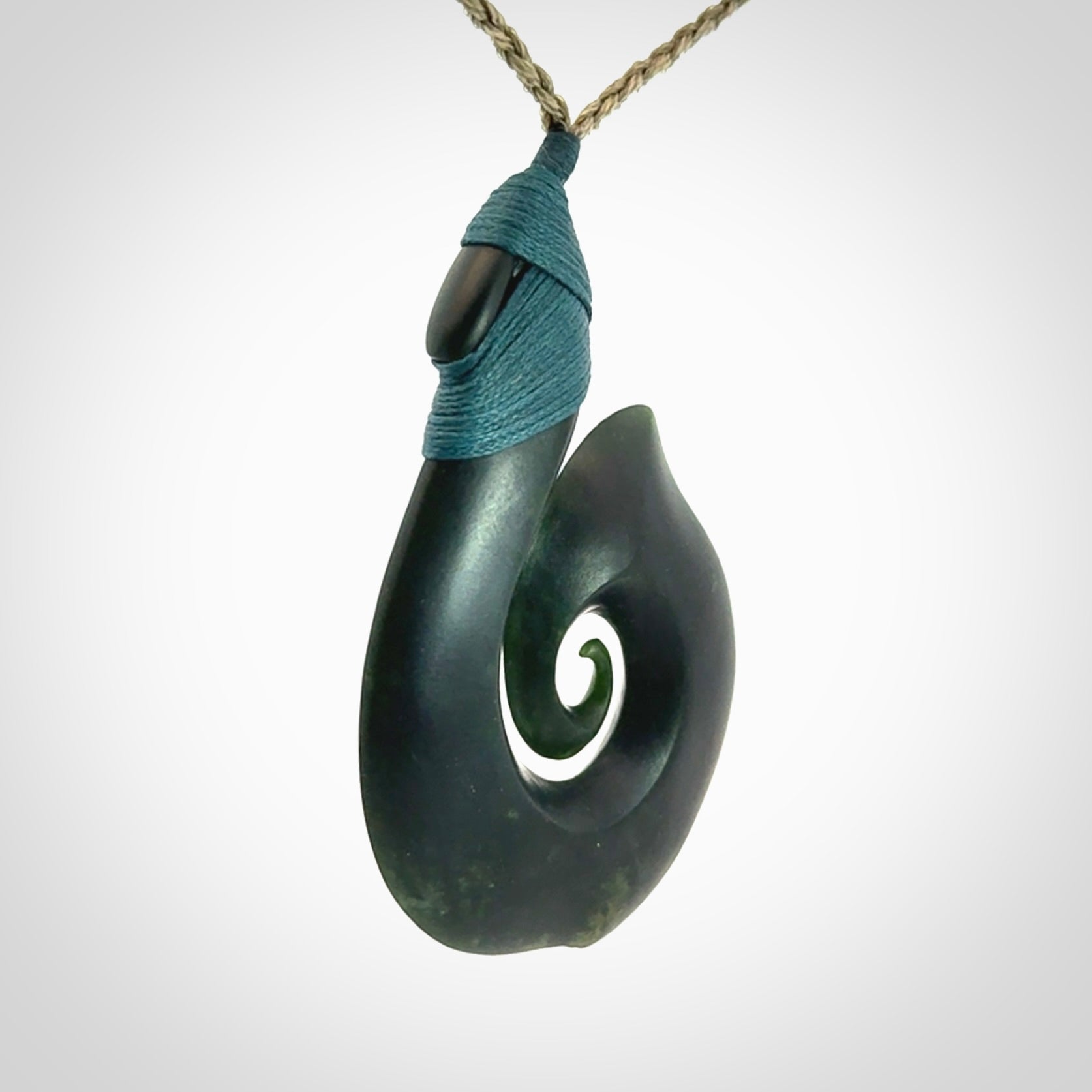 Exquisite Dark New Zealand Jade Koru Pendant