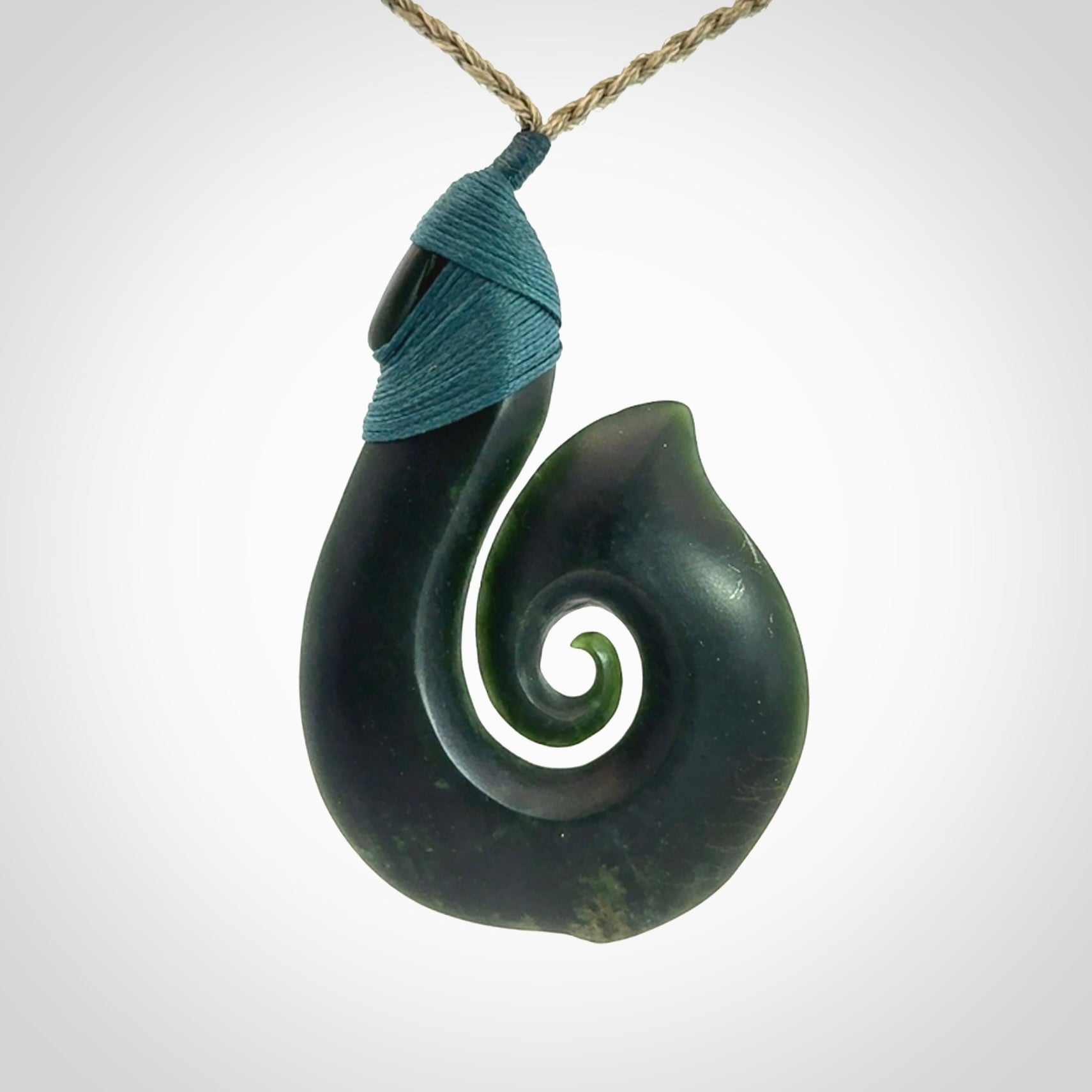 Exquisite Dark New Zealand Jade Koru Pendant