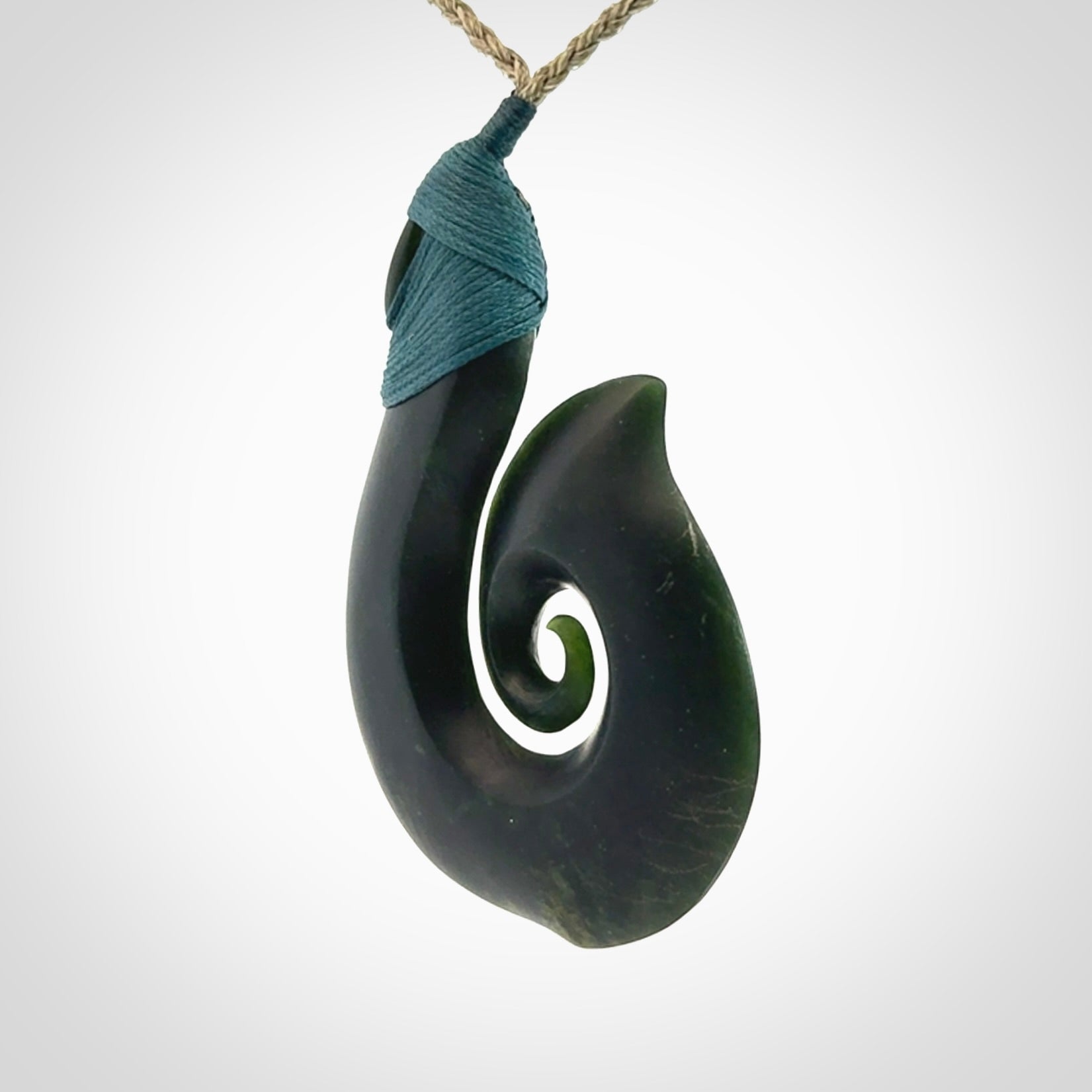 Exquisite Dark New Zealand Jade Koru Pendant