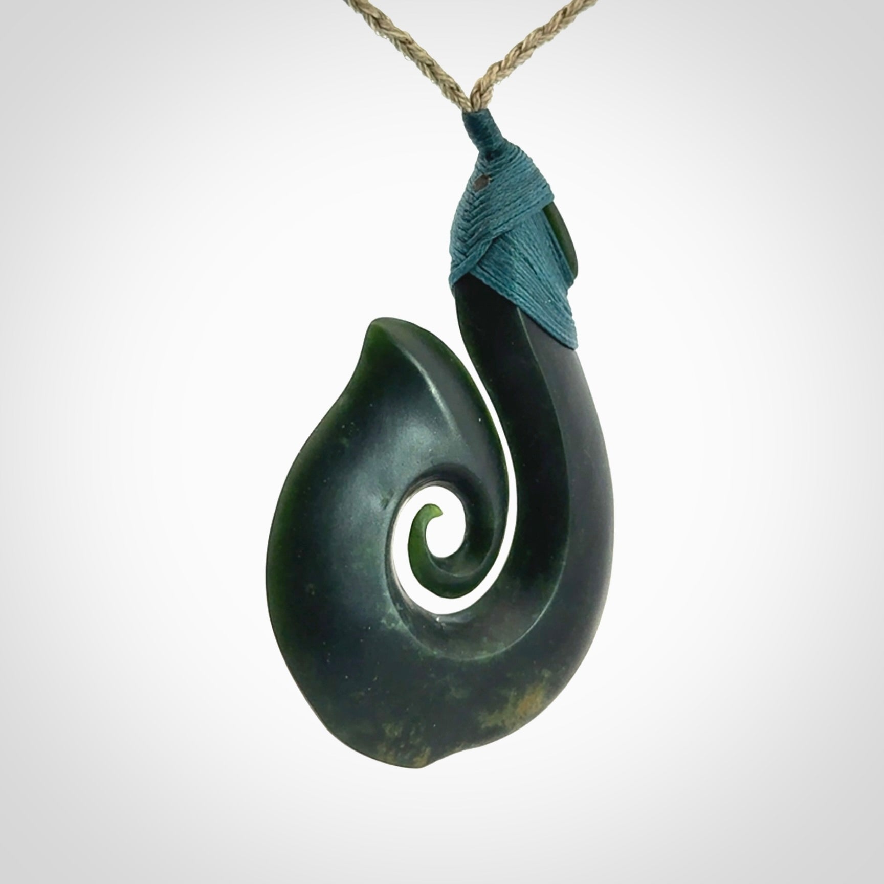 Exquisite Dark New Zealand Jade Koru Pendant