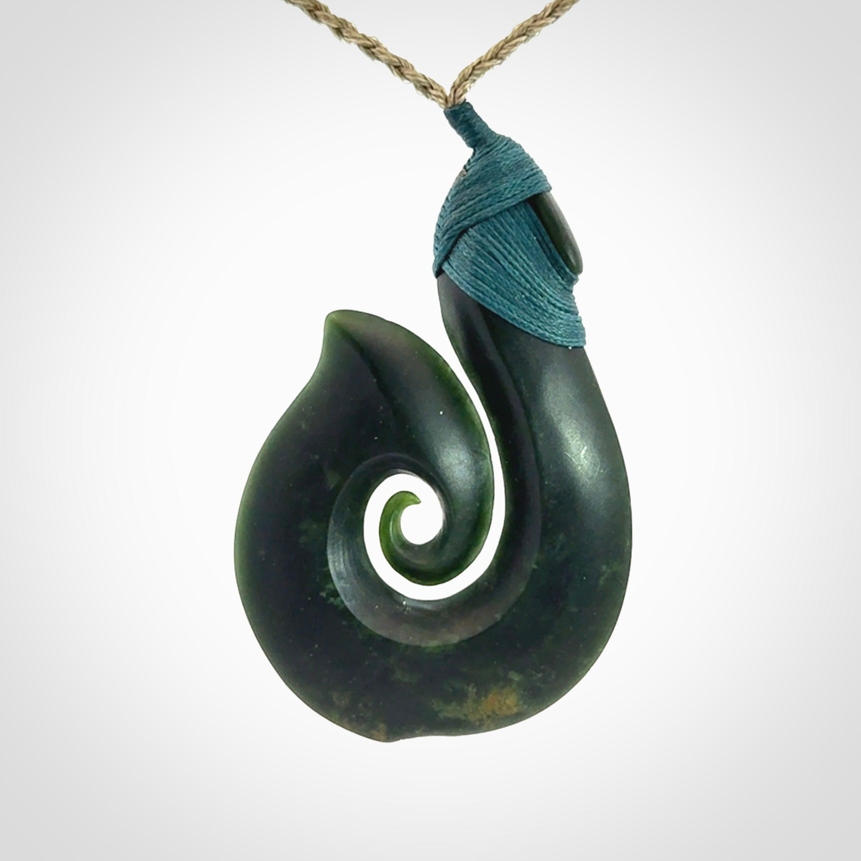 Exquisite Dark New Zealand Jade Koru Pendant