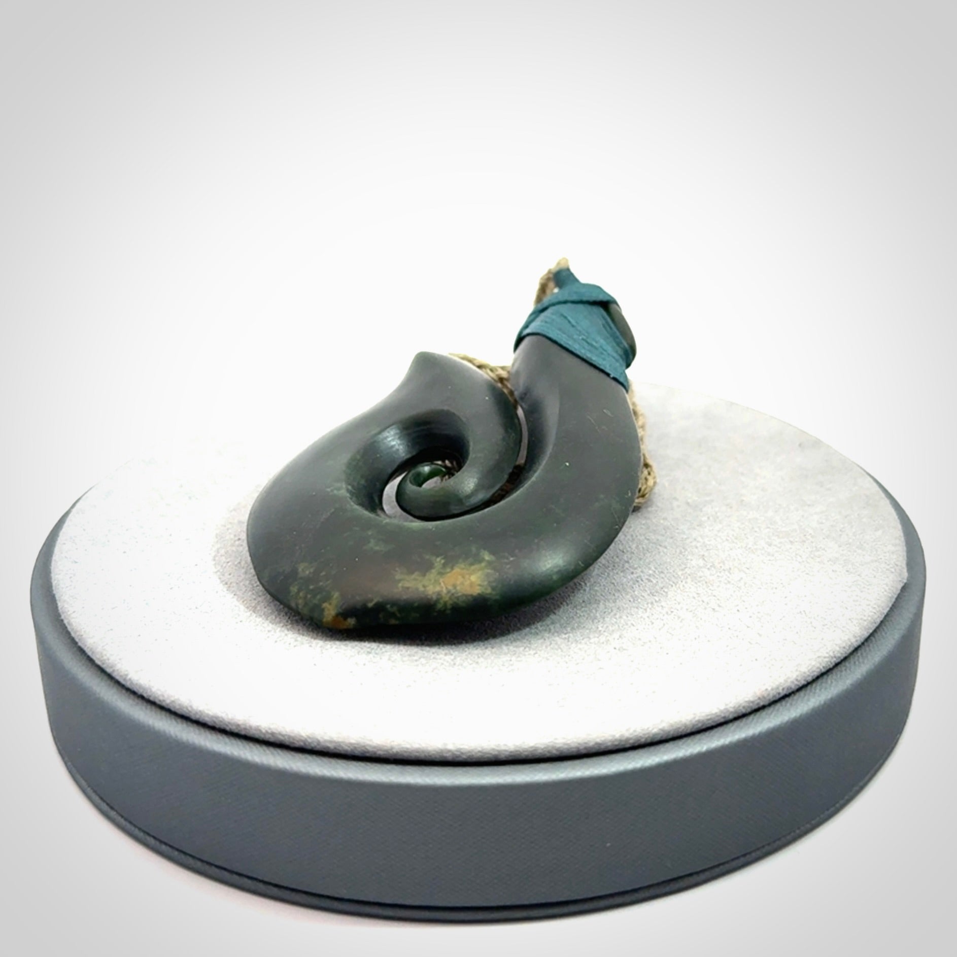 Exquisite Dark New Zealand Jade Koru Pendant