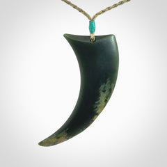 Hand Carved Niho Pendant in New Zealand Marsden Jade
