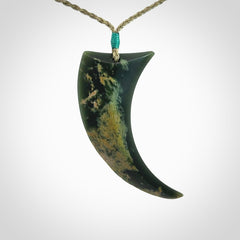Hand Carved Niho Pendant in New Zealand Marsden Jade