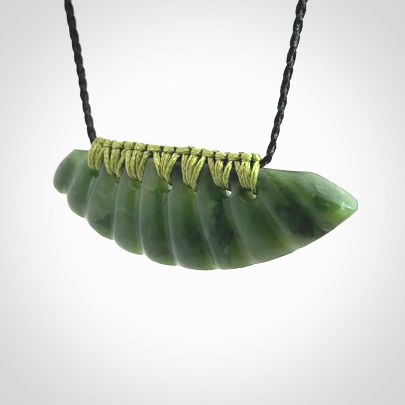 Beautiful New Zealand Jade half-shield pendant