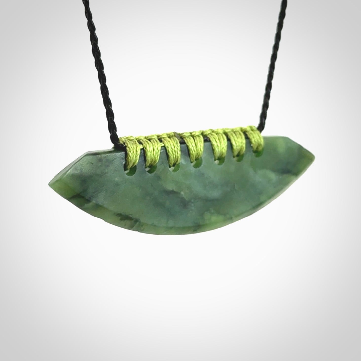 Beautiful New Zealand Jade half-shield pendant