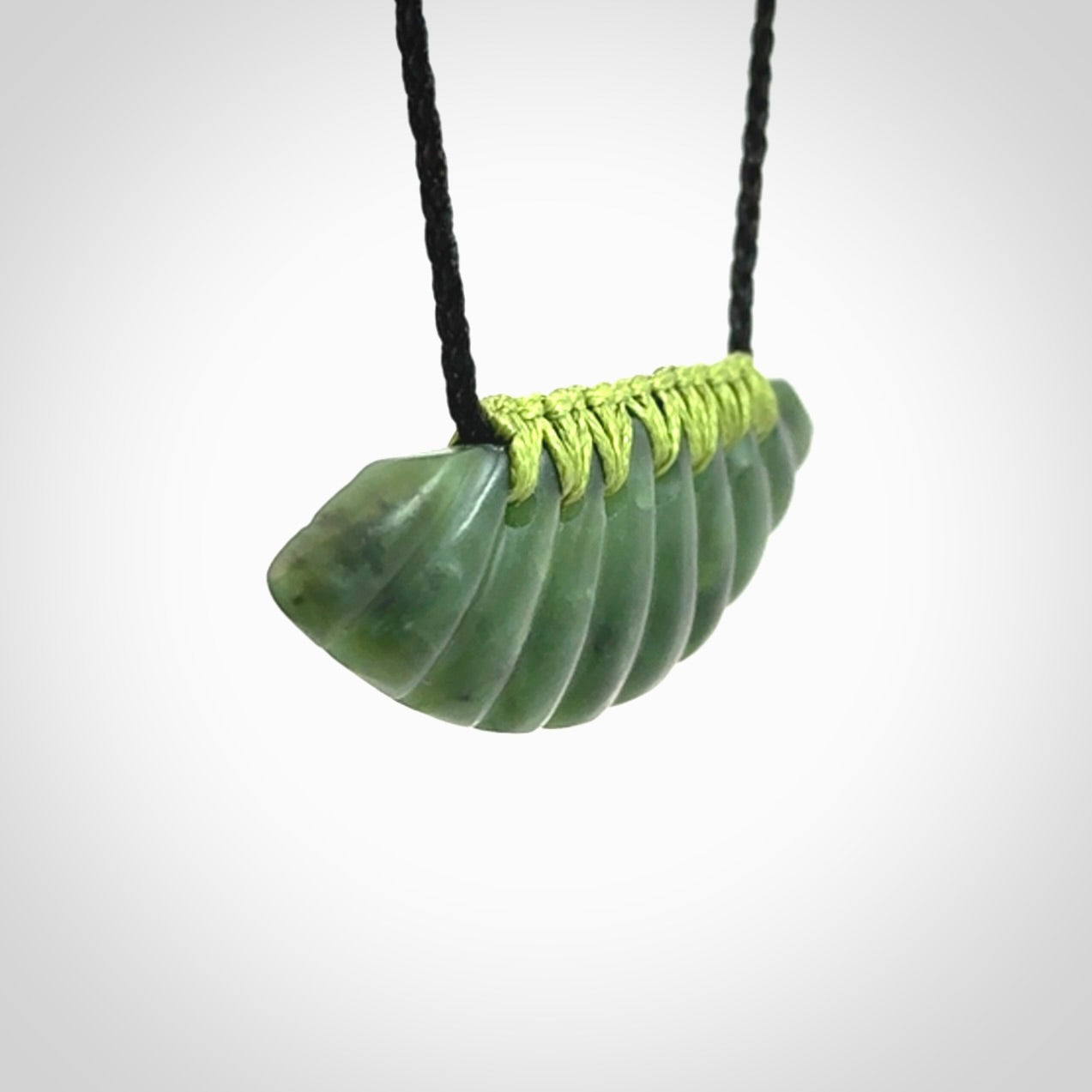 Beautiful New Zealand Jade half-shield pendant