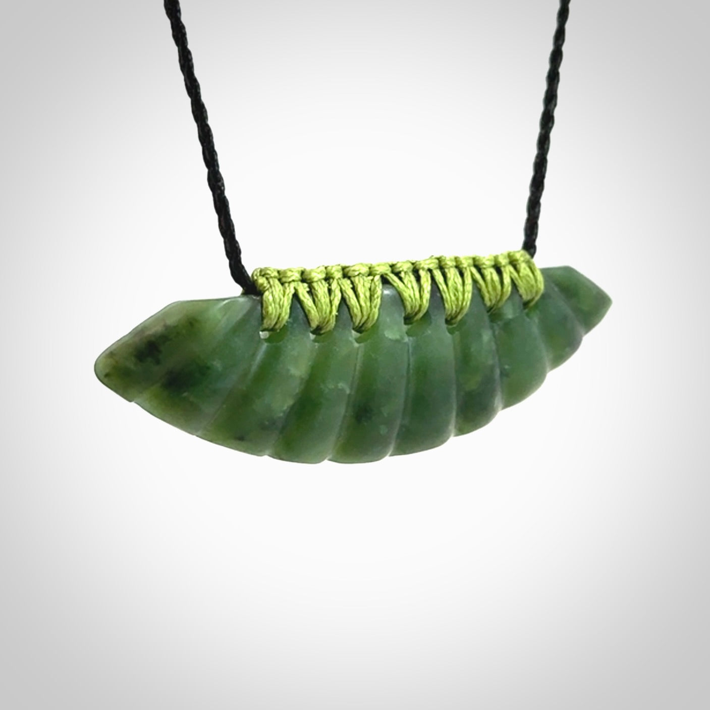 Beautiful New Zealand Jade half-shield pendant