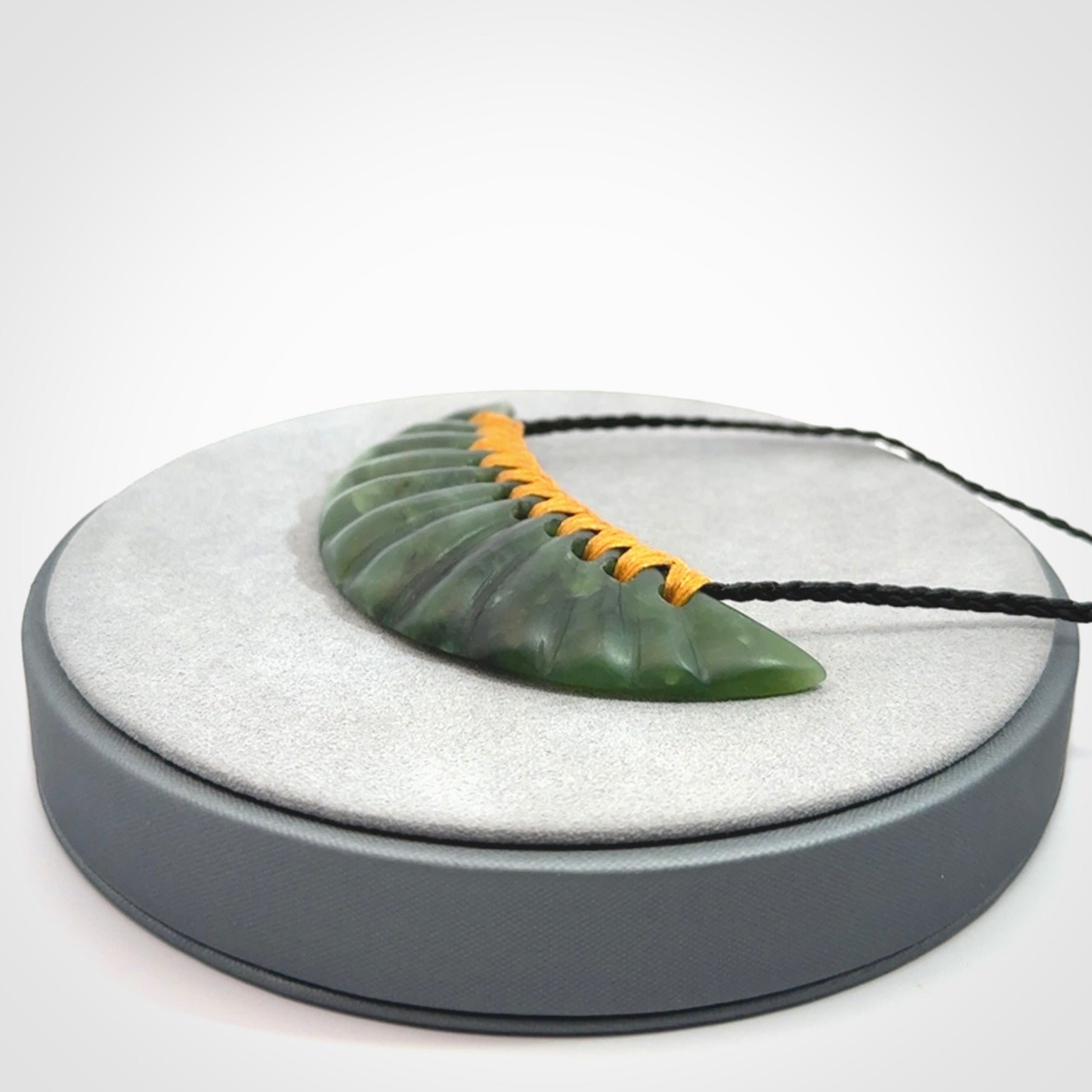 A Gorgeous New Zealand Jade Half-Shield Pendant